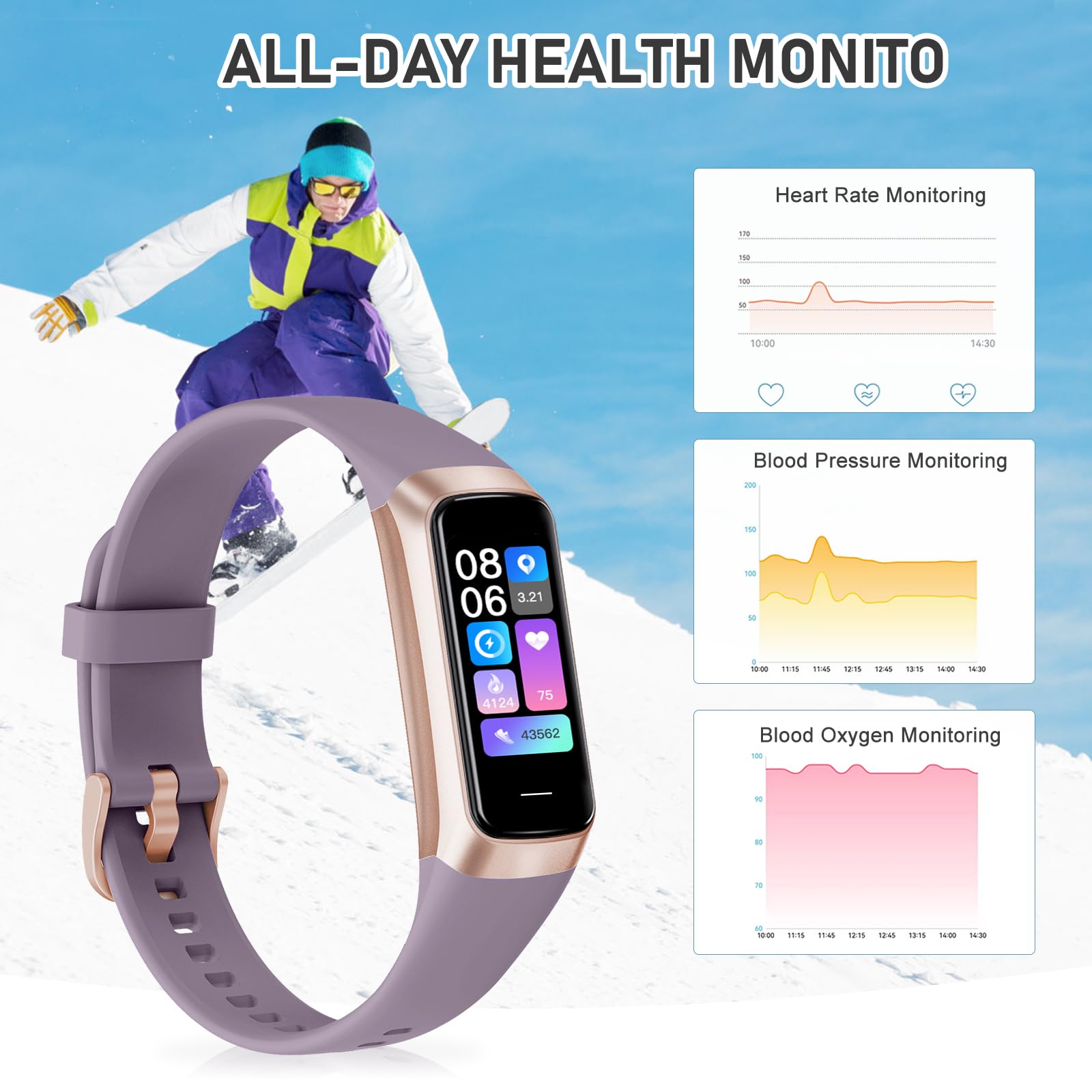 AMOLED Fitness Tracker with Heart Rate and Sleep Monitor