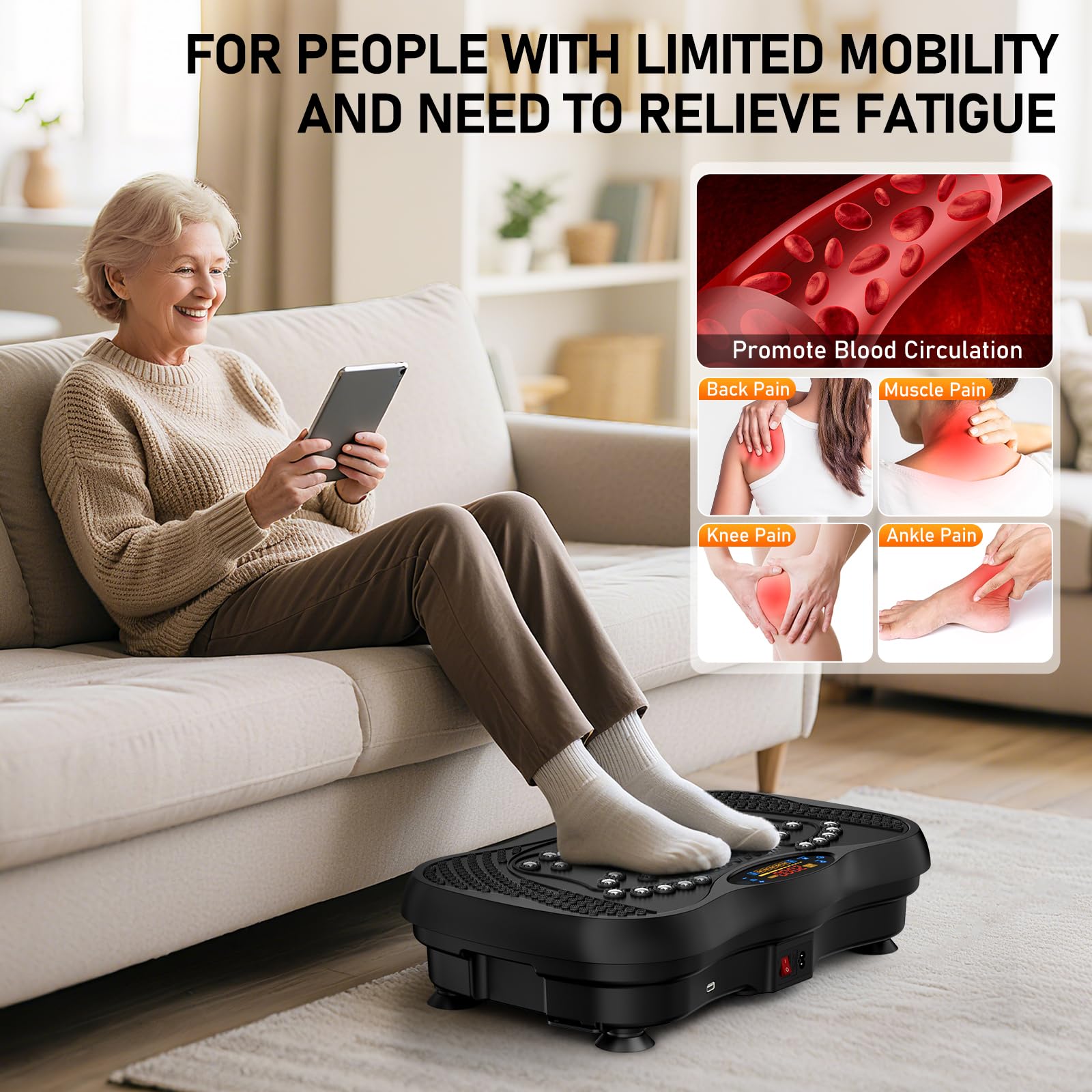 GLYLF 130-Level Vibration Plate with Resistance Bands