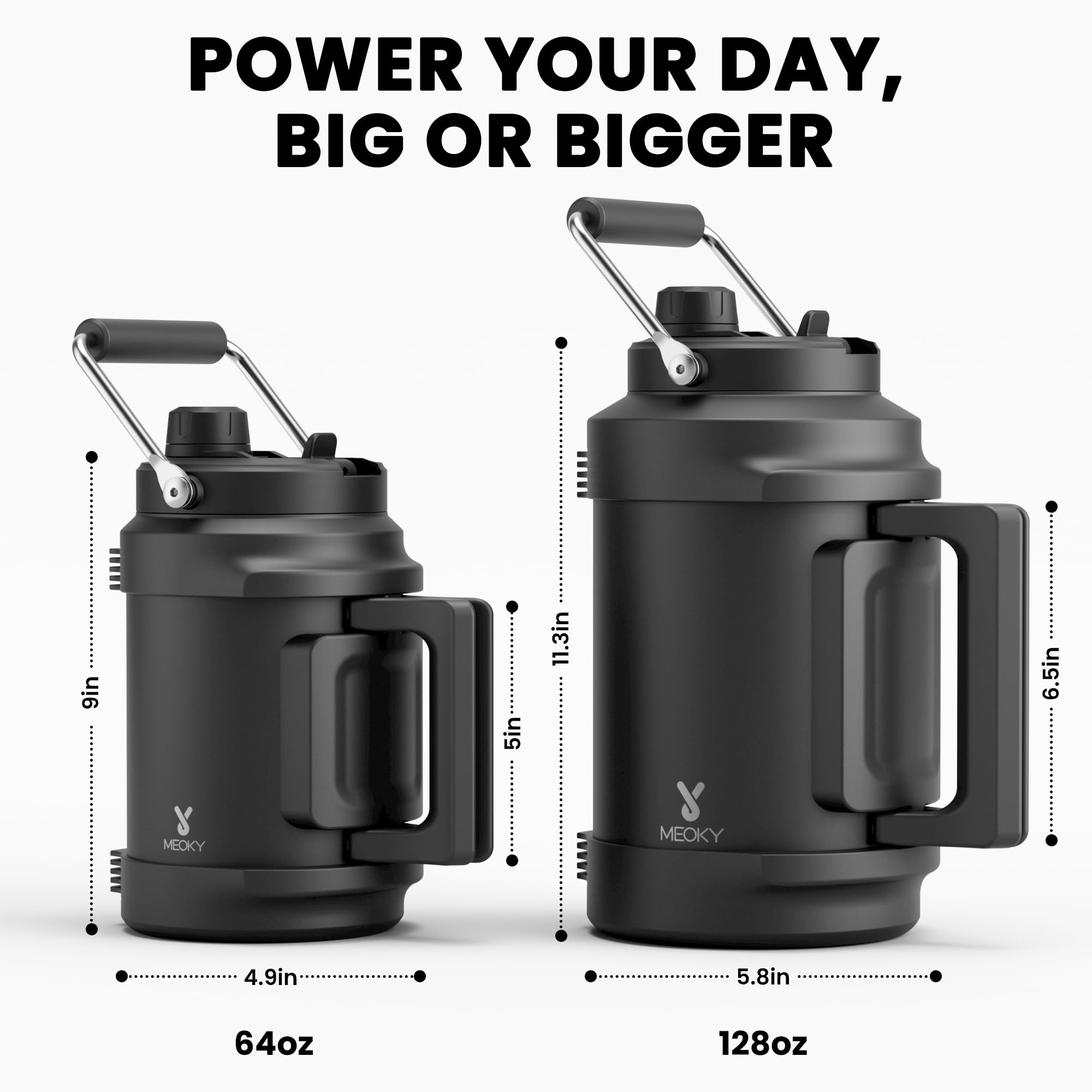 Meoky 1-Gallon Insulated Stainless Steel Water Jug