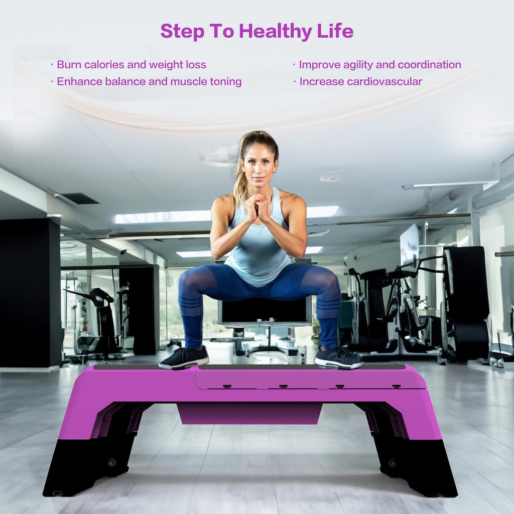 Modern-Depo Adjustable Aerobic Step Deck with Resistance Bands