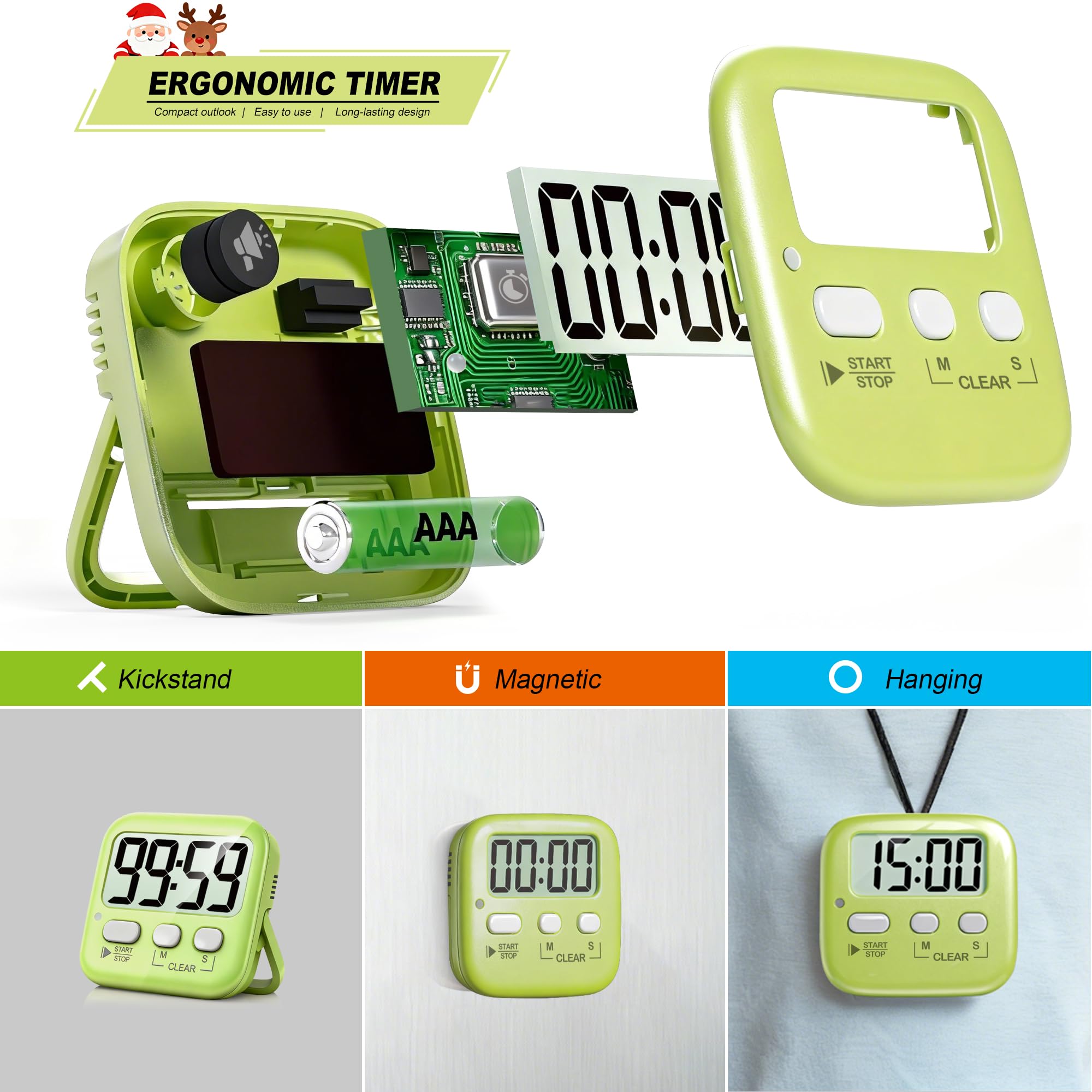 Antonki 2-Pack Magnetic Digital Countdown Timers