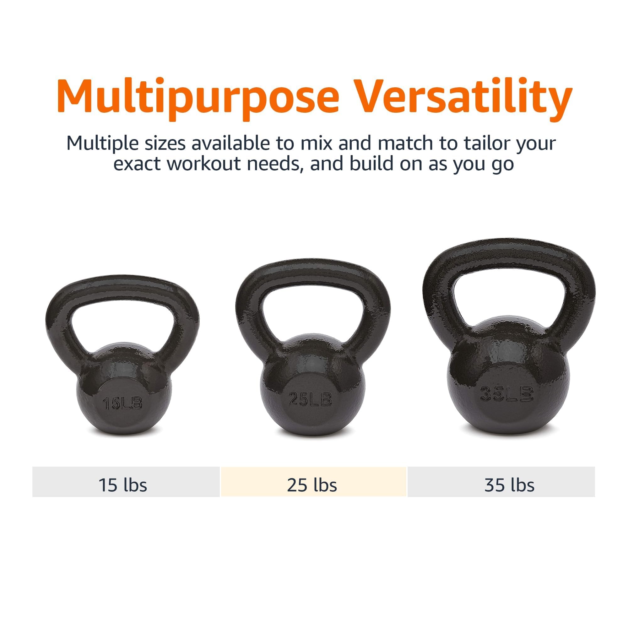 Amazon Basics 15 lb Cast Iron Kettlebell with Wide Handle