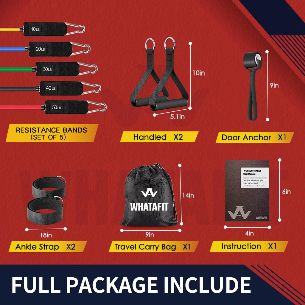 WHATAFIT Resistance Band Set with Handles and Door Anchor
