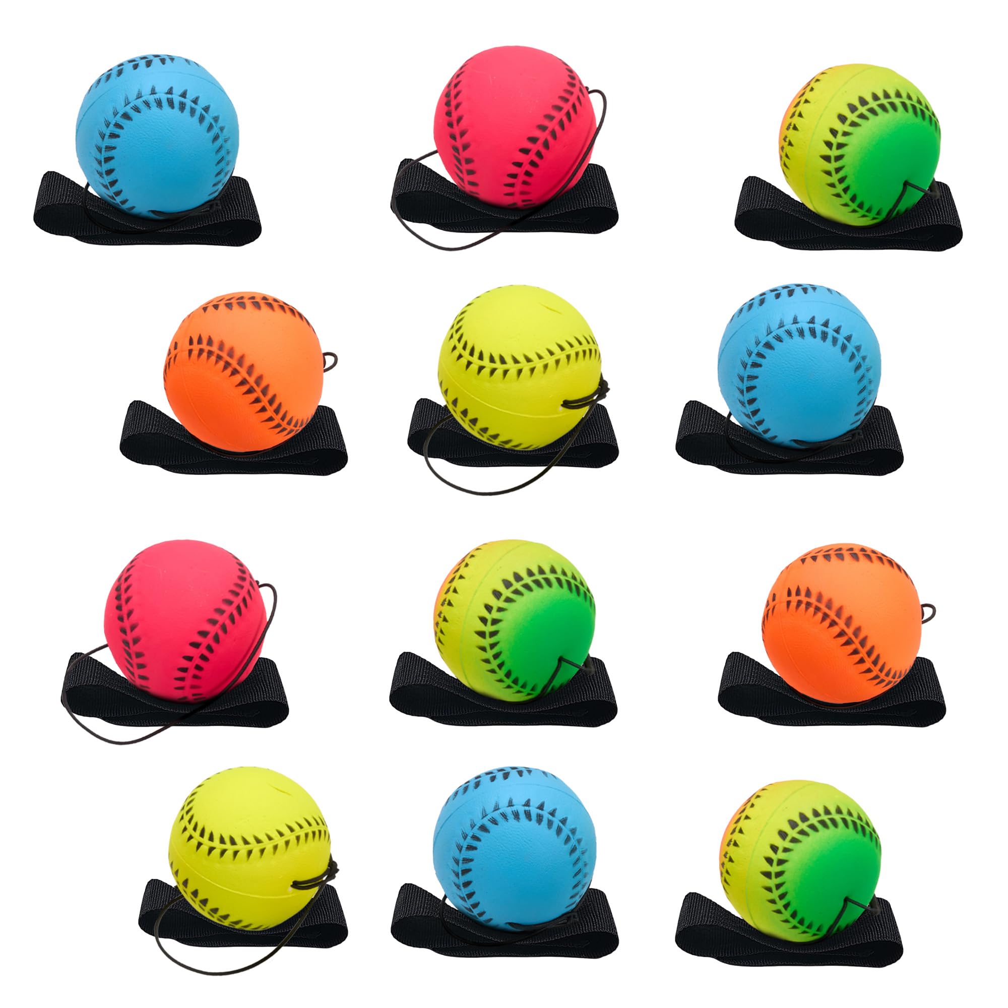 Playbees 24-Pack Neon Wrist Reflex Balls for Coordination