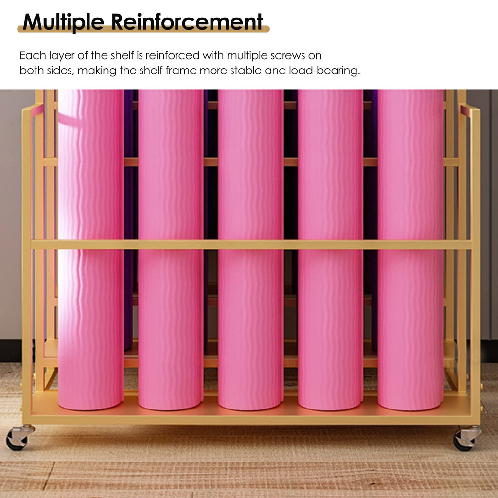 3-Tier Rolling Yoga Mat and Fitness Equipment Rack