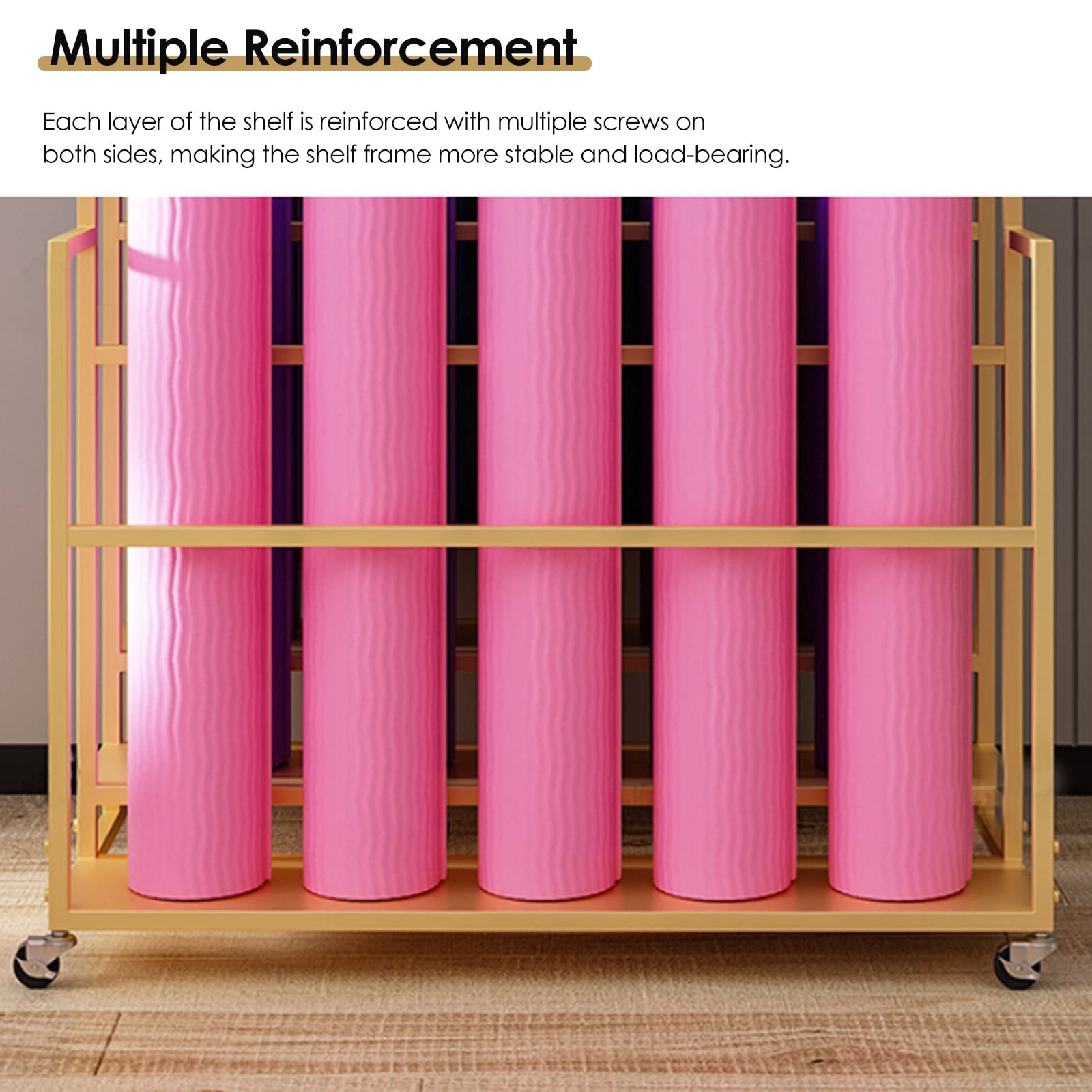 3-Tier Rolling Yoga Mat and Fitness Equipment Rack