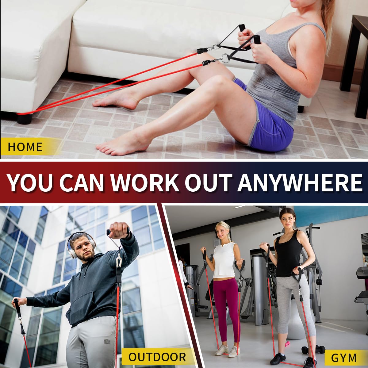 WHATAFIT Resistance Band Set with Handles and Door Anchor