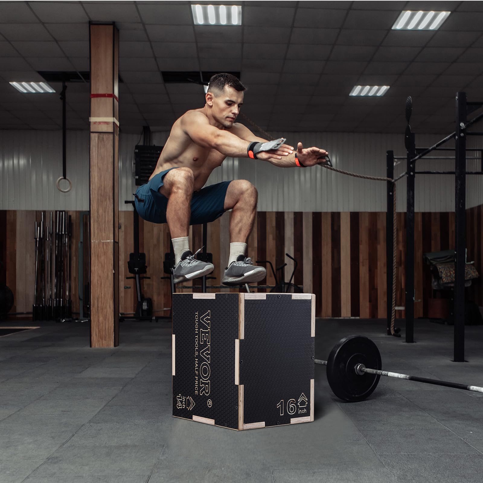 VEVOR 3-in-1 Wooden Plyometric Jump Box for Training