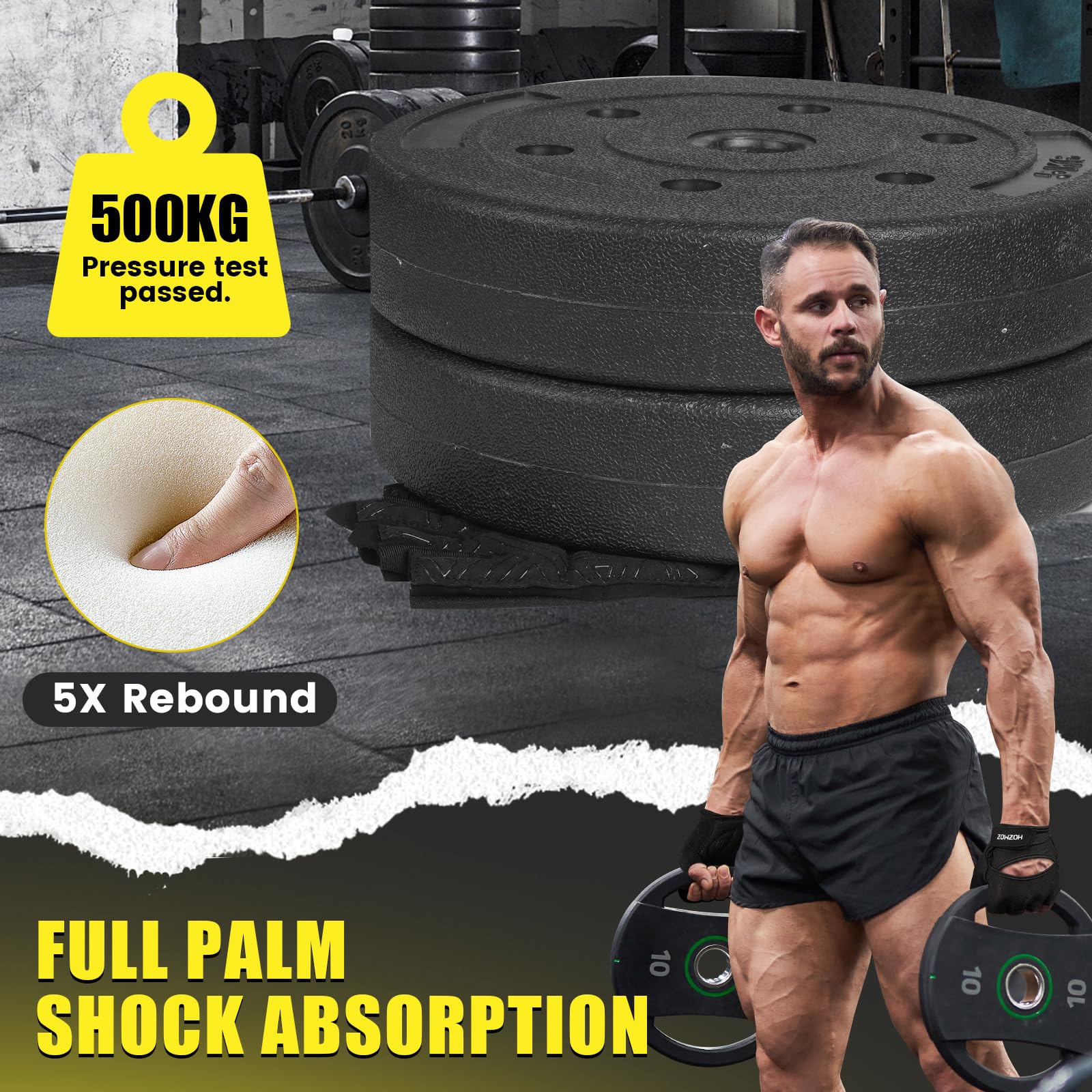 HOZMOZ Ventilated Weightlifting Gloves with Full Palm Grip