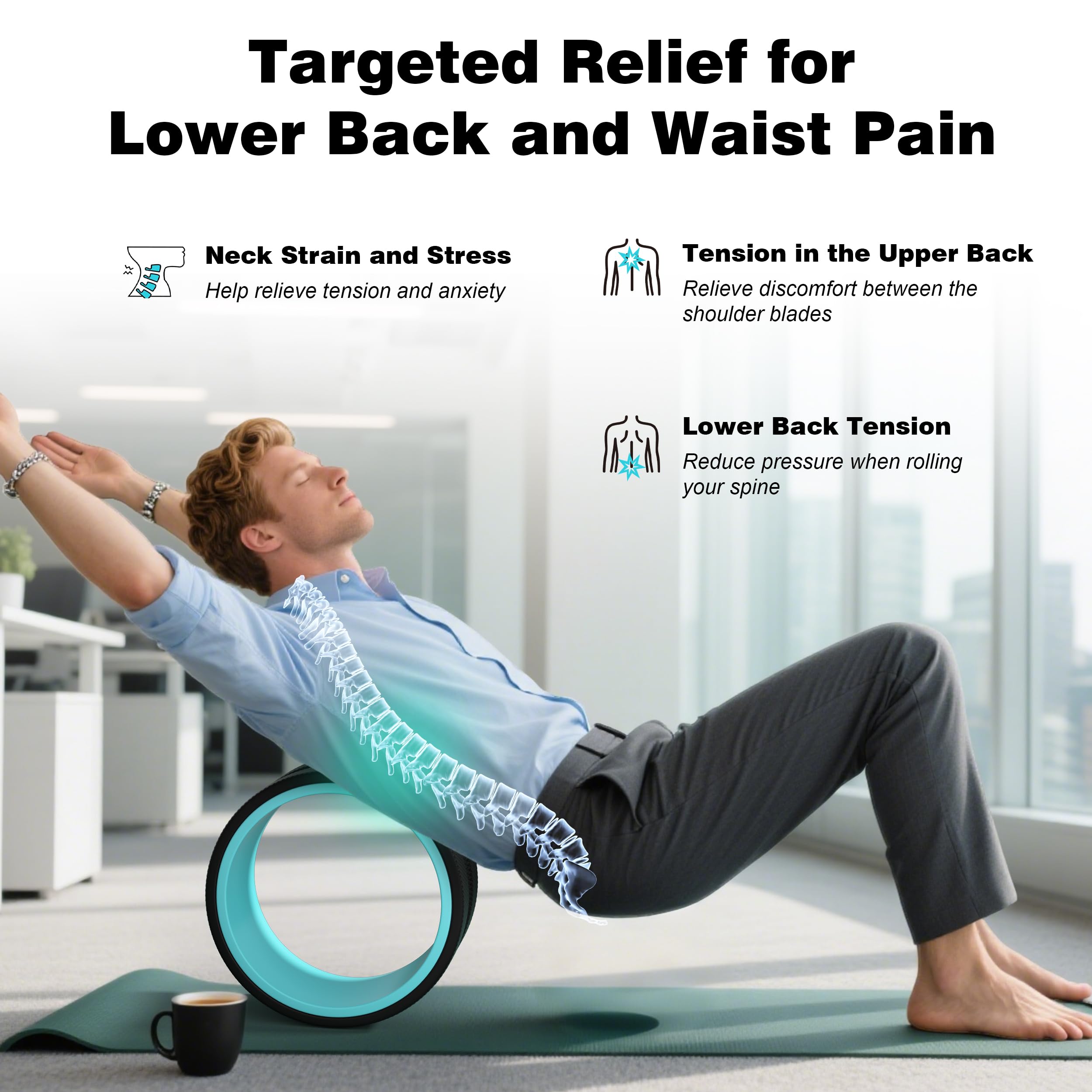 Zomyove 3-Pack Yoga Wheels for Back Stretching and Relief