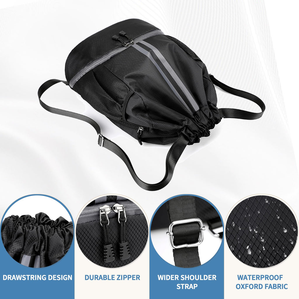 JELUTAR Drawstring Gym Backpack with Shoe Compartment