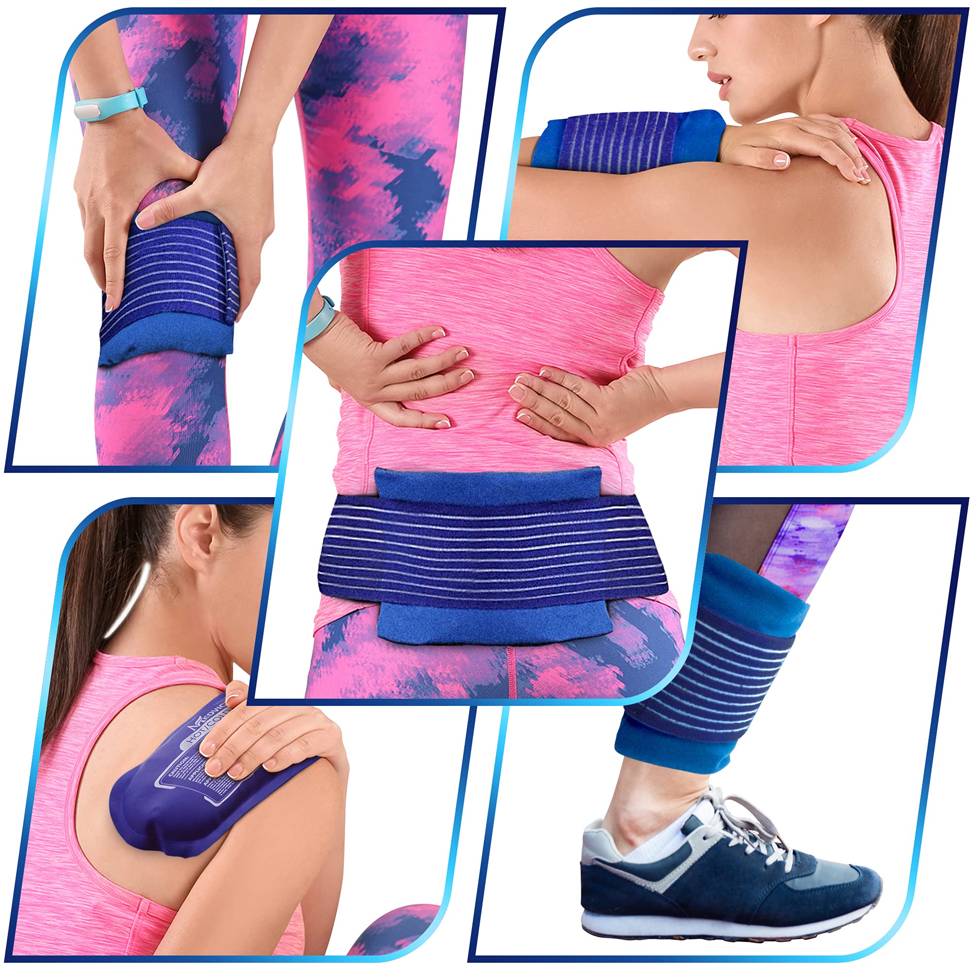 3-Piece Reusable Hot and Cold Gel Pack Set for Pain Relief