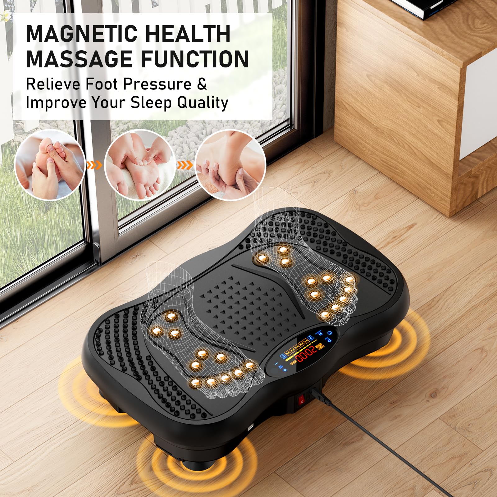 GLYLF 130-Level Vibration Plate with Resistance Bands