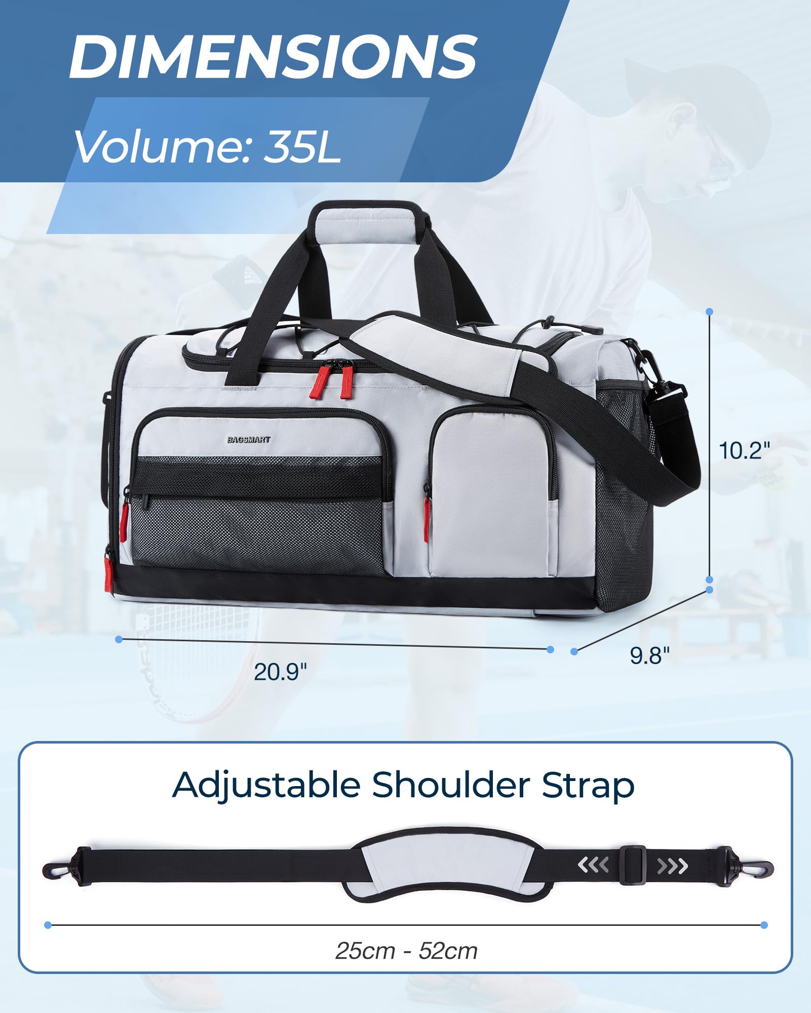 BAGSMART 35L Gym Duffel Backpack with Shoe Compartment