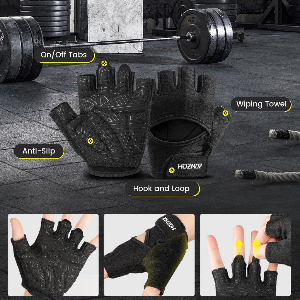 HOZMOZ Ventilated Weightlifting Gloves with Full Palm Grip