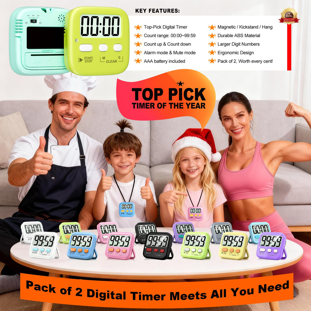 Antonki 2-Pack Magnetic Digital Countdown Timers
