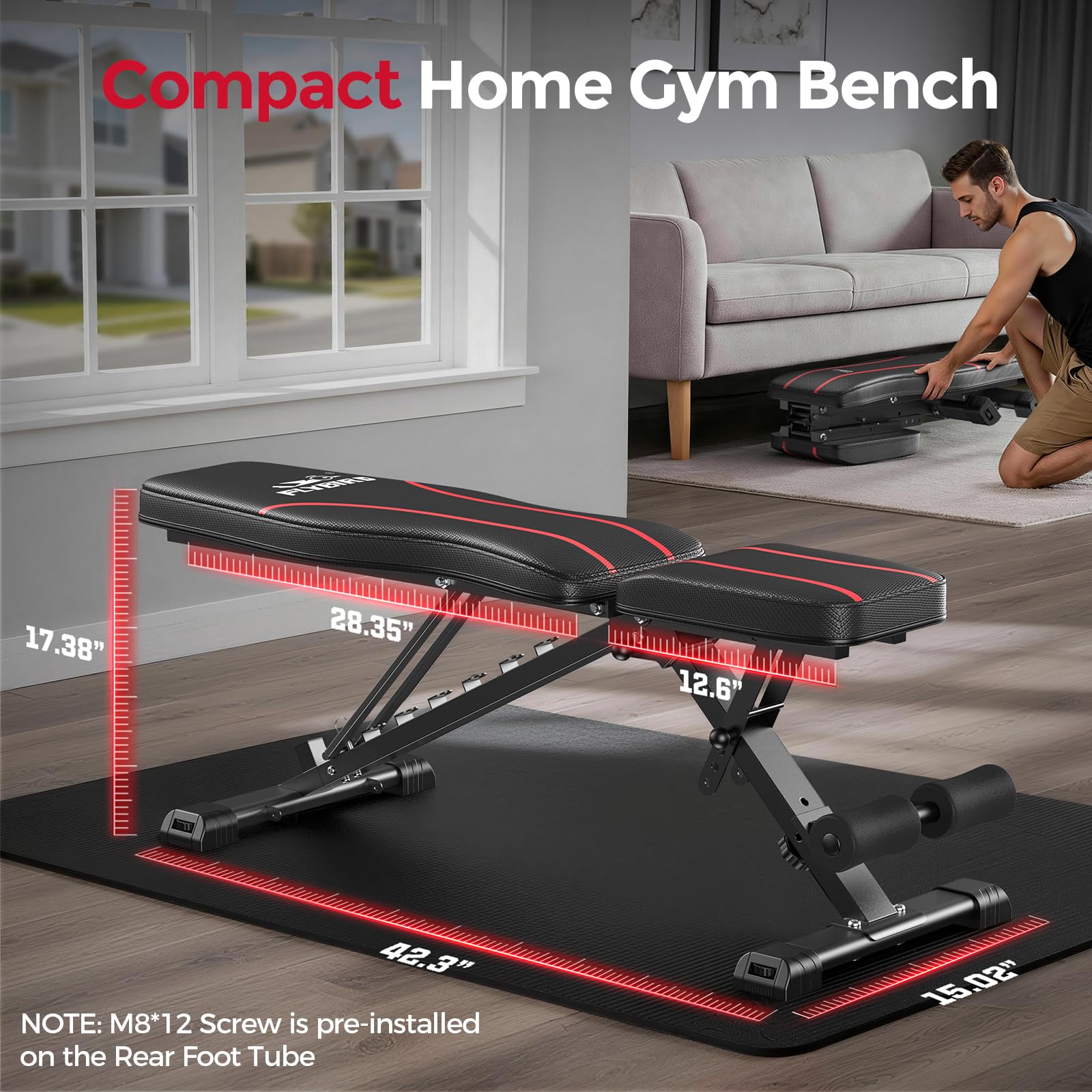 FLYBIRD WB2 Adjustable Foldable Weight Bench for Home Gym