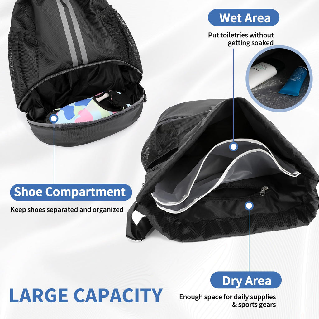 JELUTAR Drawstring Gym Backpack with Shoe Compartment