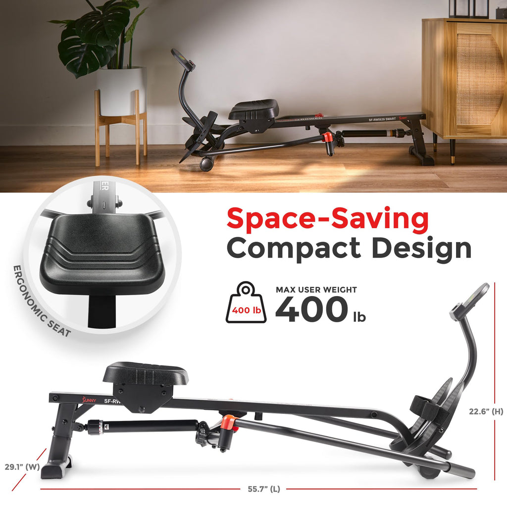 Sunny Health & Fitness Smart Compact Rowing Machine