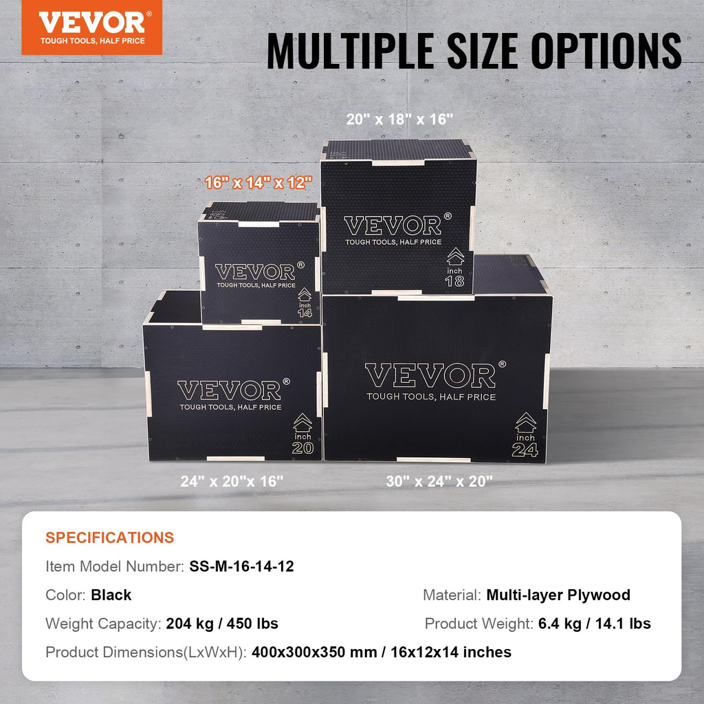 VEVOR 3-in-1 Wooden Plyometric Jump Box for Training
