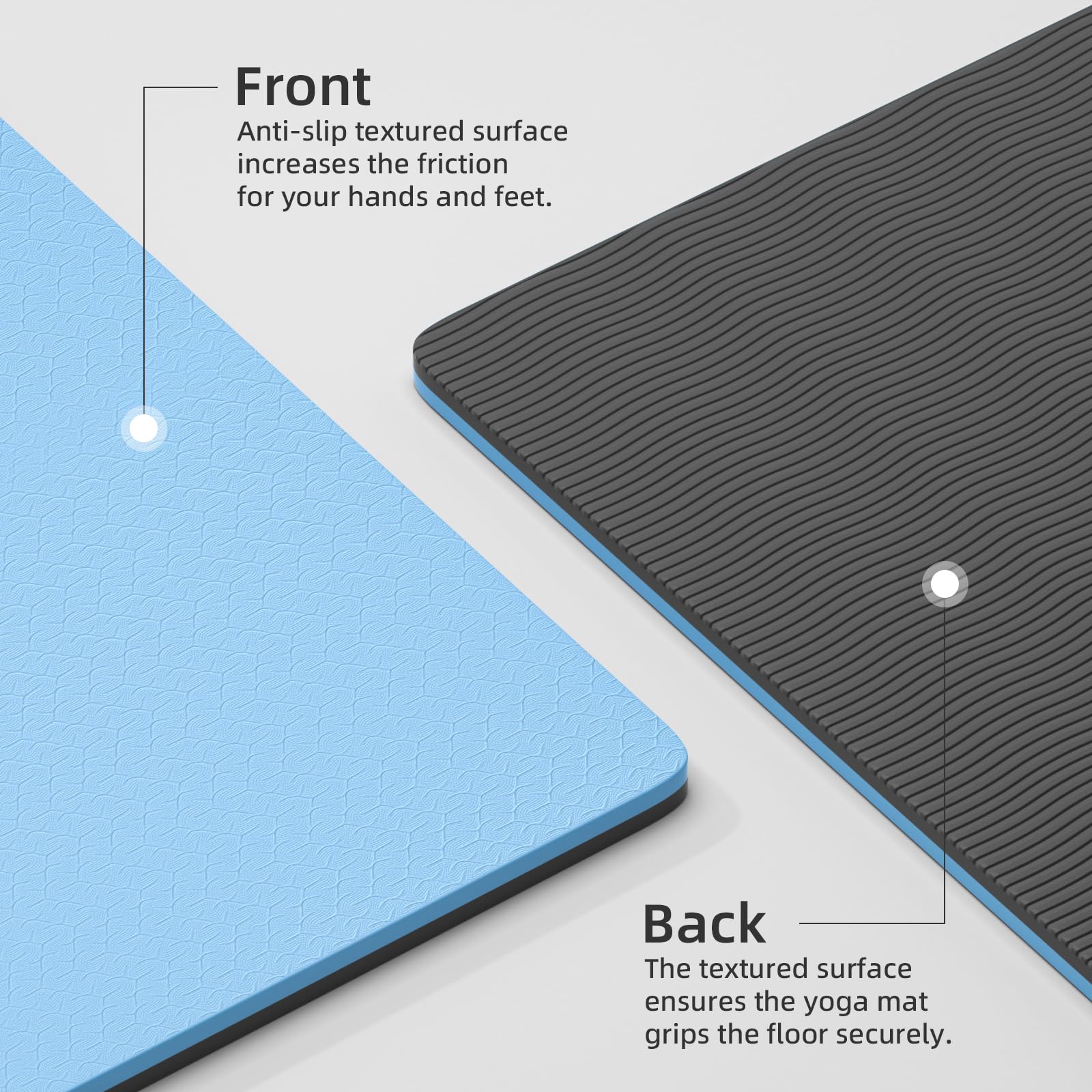 WUWAN 10mm Extra-Long Non-Slip TPE Yoga Mat with Strap