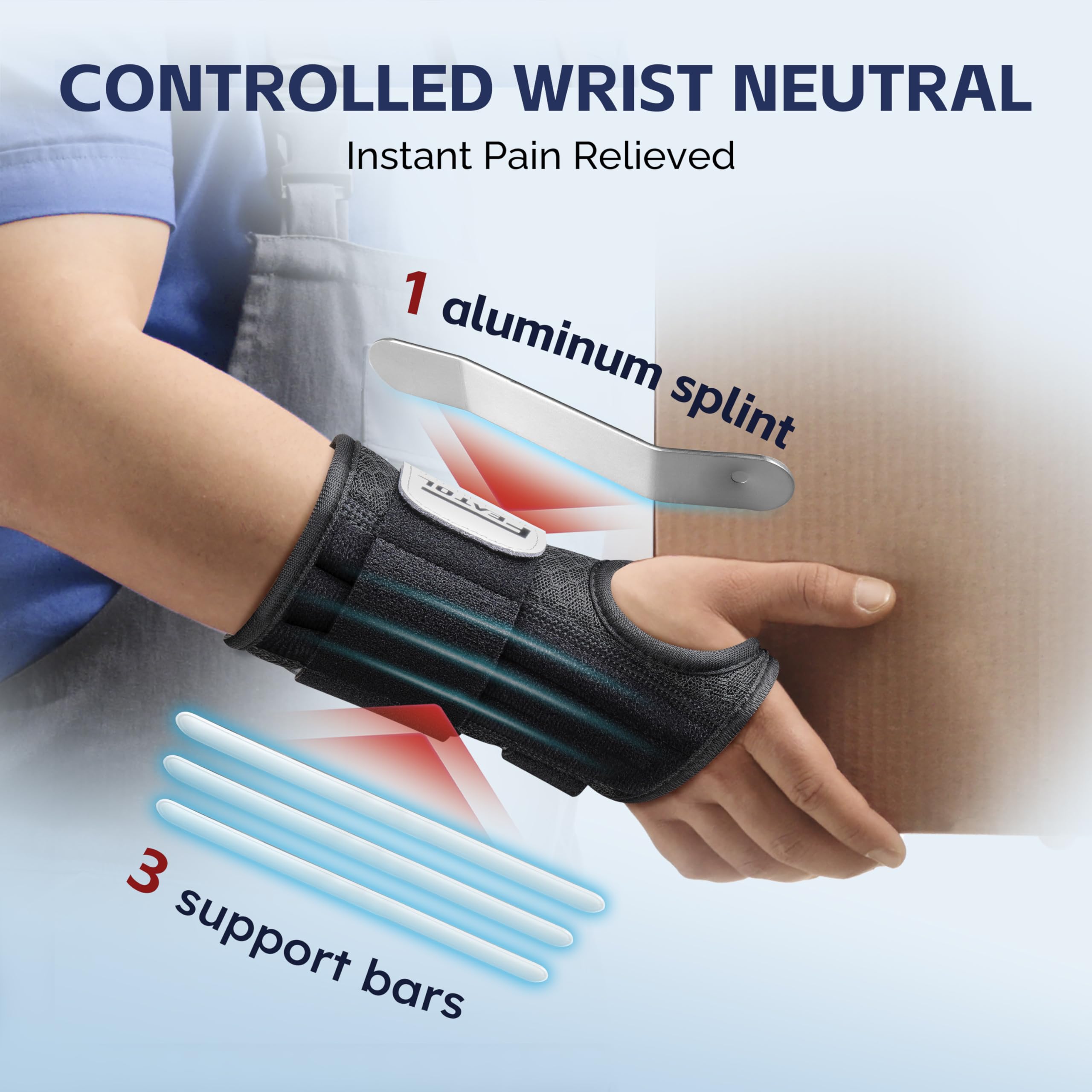 FEATOL 2-Pack Carpal Tunnel Wrist Braces with Splints
