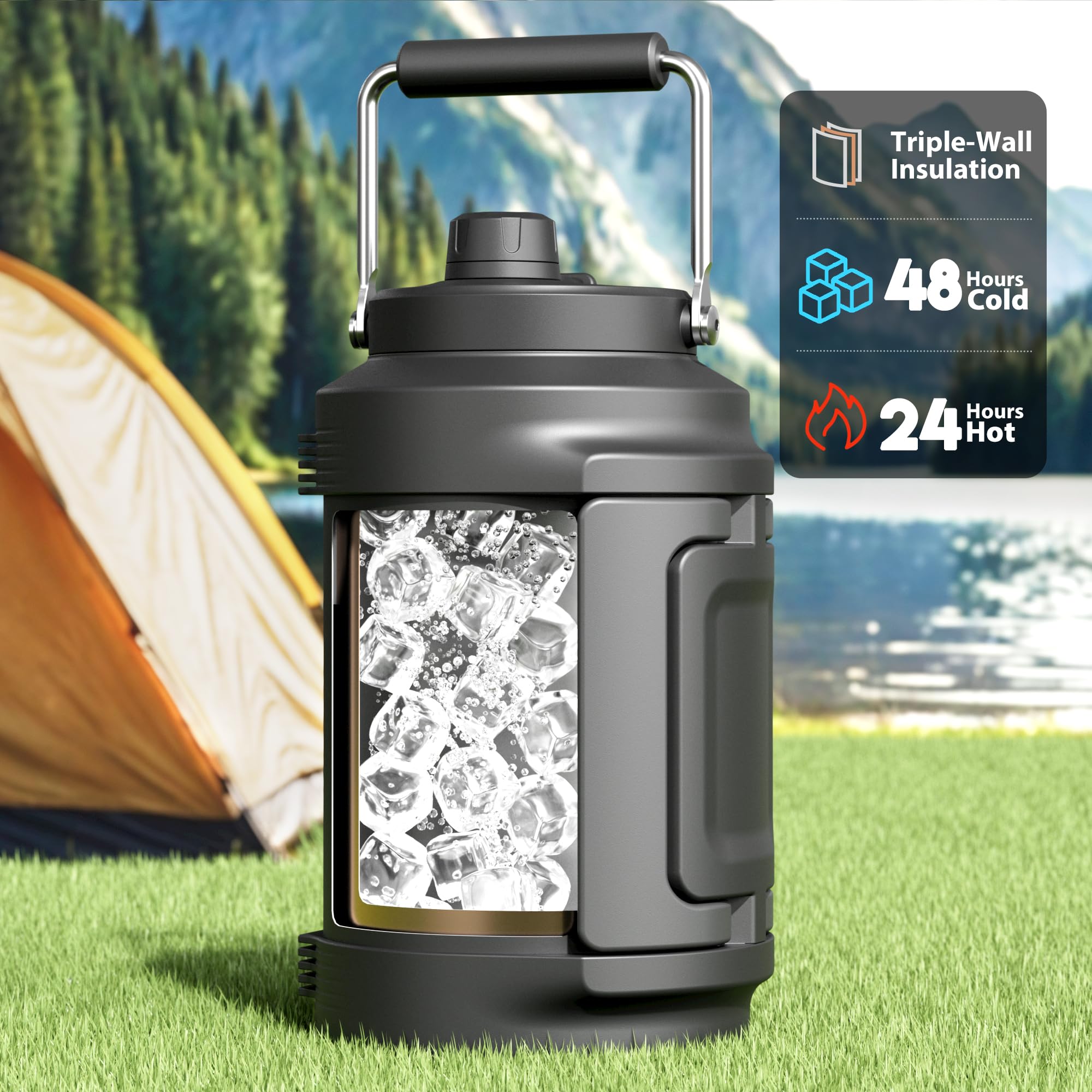 Meoky 1-Gallon Insulated Stainless Steel Water Jug
