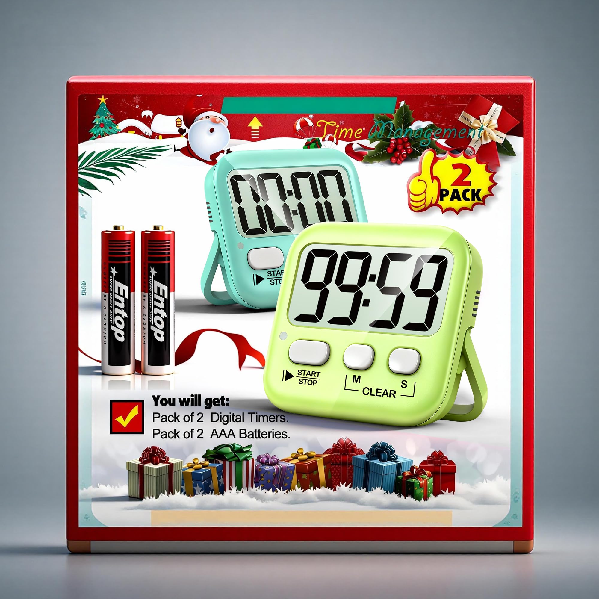 Antonki 2-Pack Magnetic Digital Countdown Timers