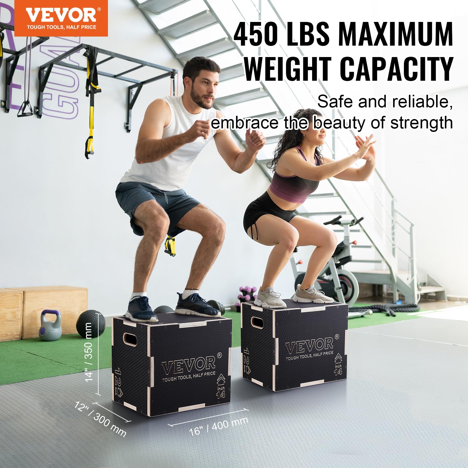 VEVOR 3-in-1 Wooden Plyometric Jump Box for Training