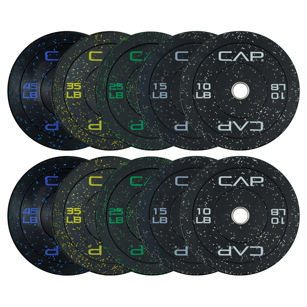CAP 260 lb Speckled Olympic Bumper Plate Set with Steel Hubs