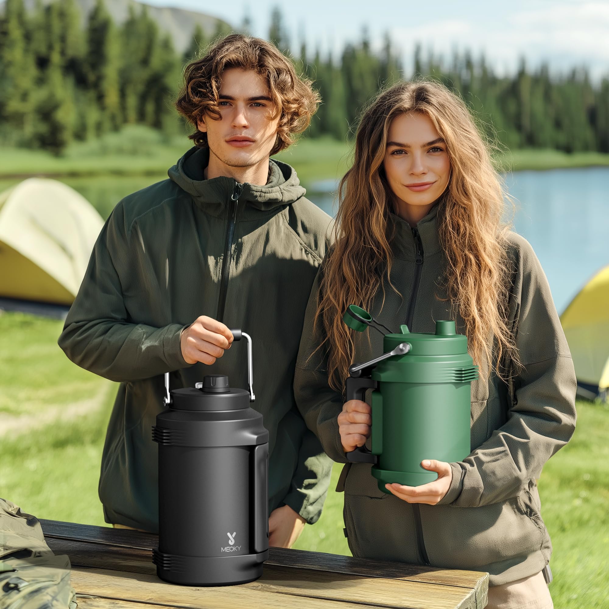 Meoky 1-Gallon Insulated Stainless Steel Water Jug