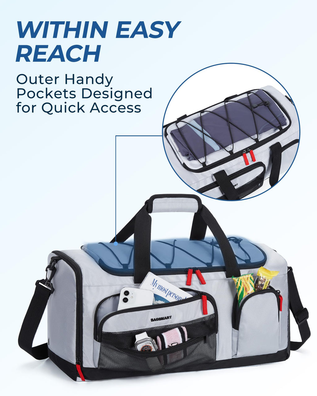 BAGSMART 35L Gym Duffel Backpack with Shoe Compartment