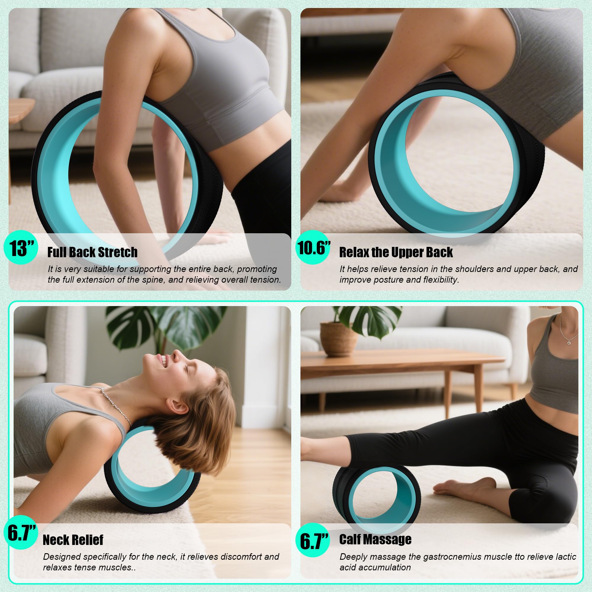 Zomyove 3-Pack Yoga Wheels for Back Stretching and Relief