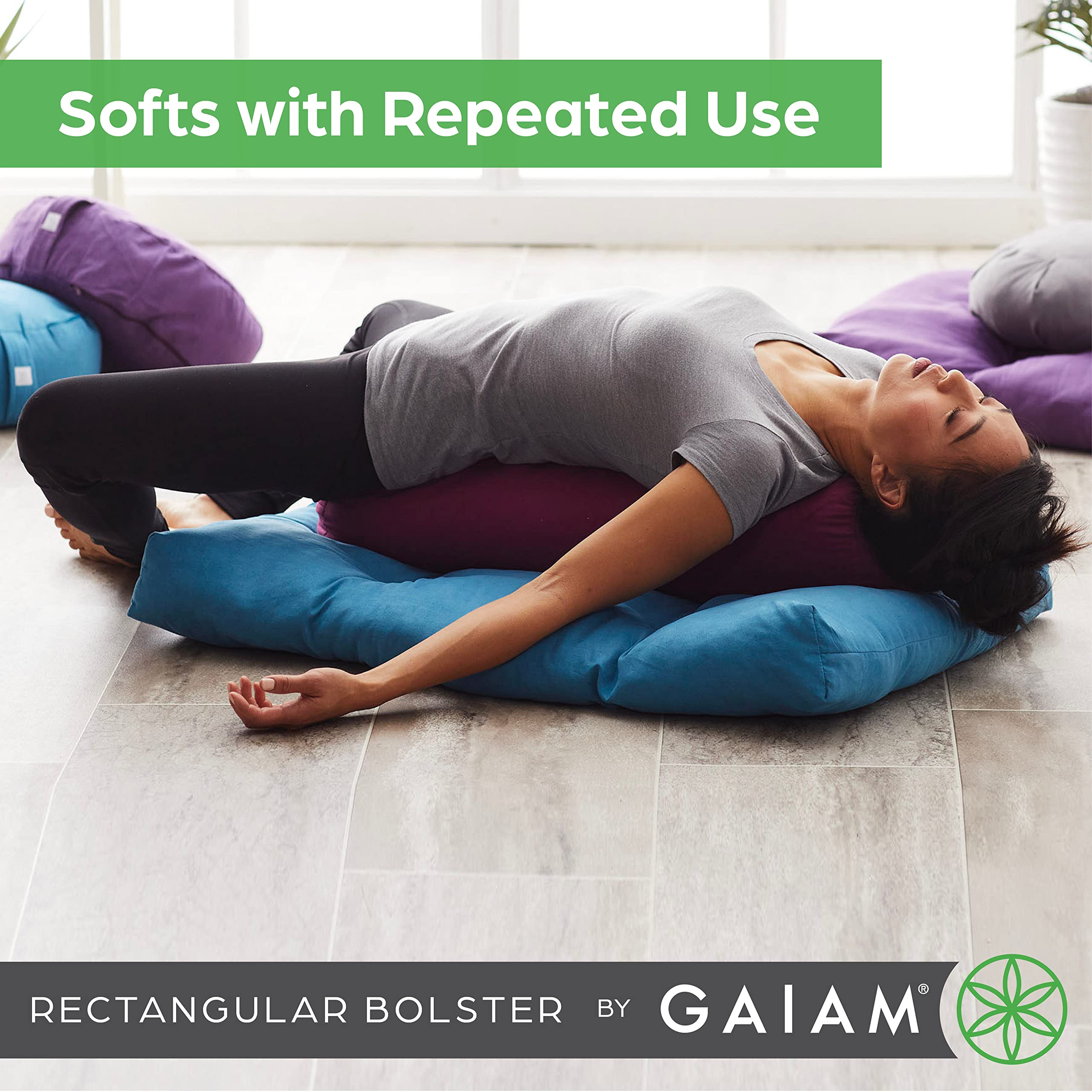 Gaiam Rectangular Yoga Bolster for Restorative Support