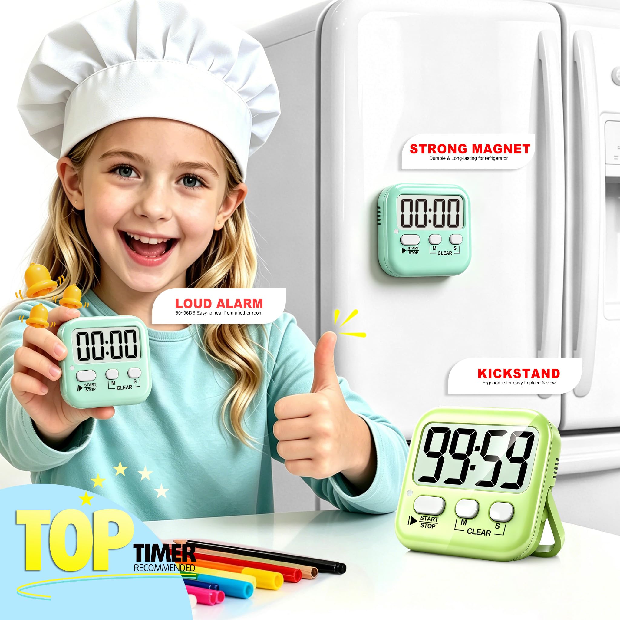 Antonki 2-Pack Magnetic Digital Countdown Timers