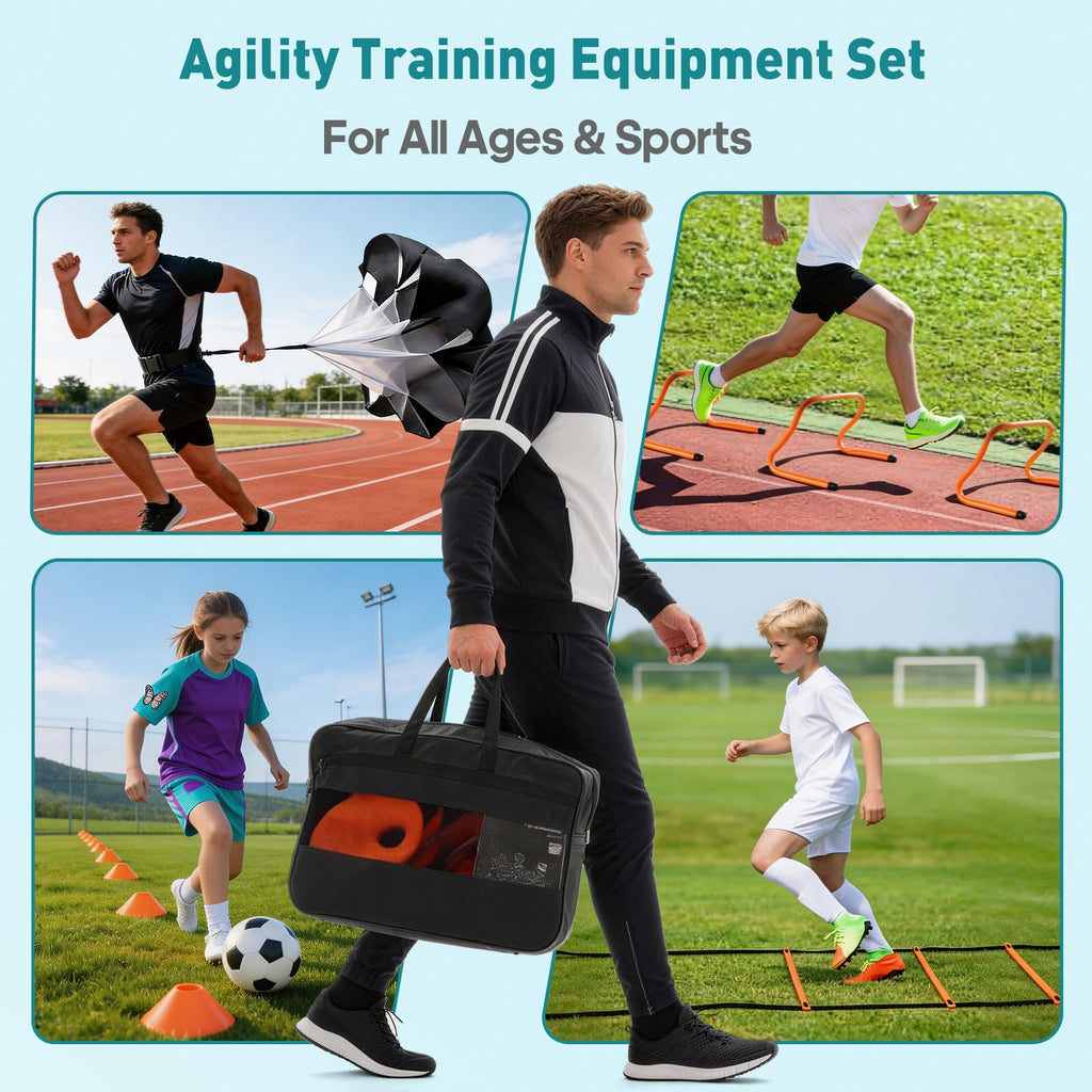 OLIXIS Agility Training Set with Hurdles, Cones and Ladder