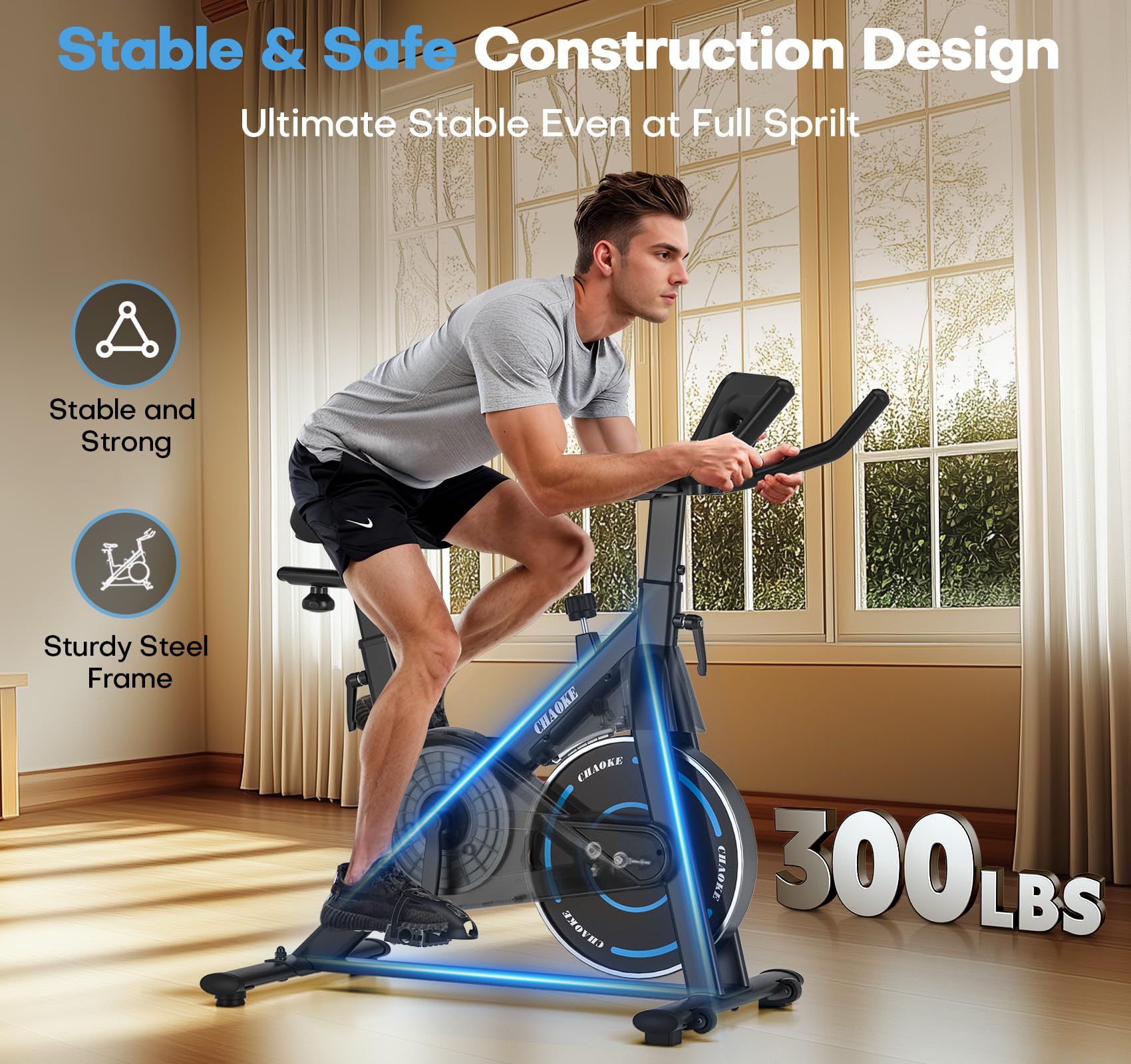 CHAOKE Magnetic Resistance Exercise Bike with App Connectivity