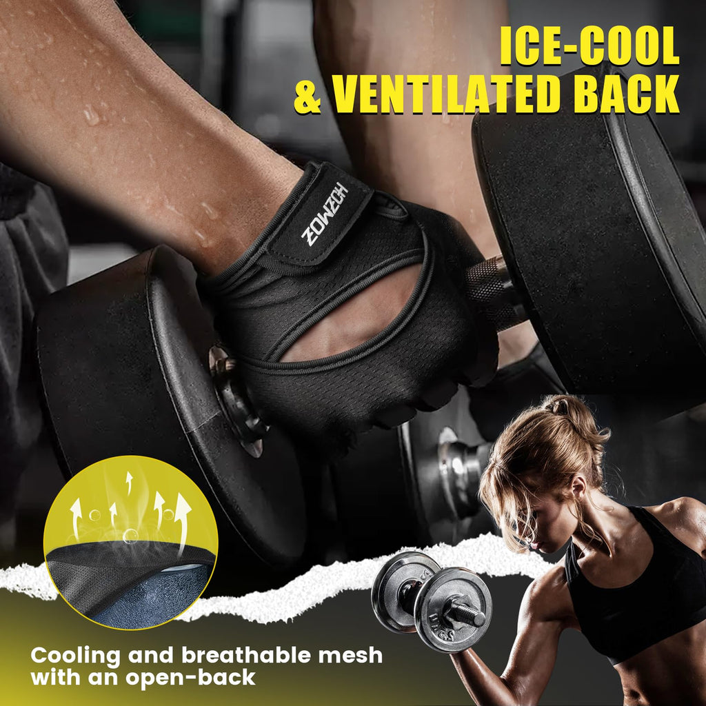 HOZMOZ Ventilated Weightlifting Gloves with Full Palm Grip
