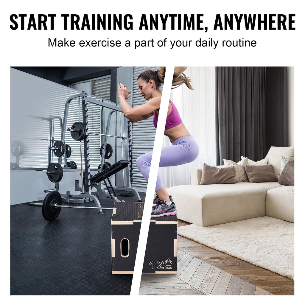 VEVOR 3-in-1 Wooden Plyometric Jump Box for Training