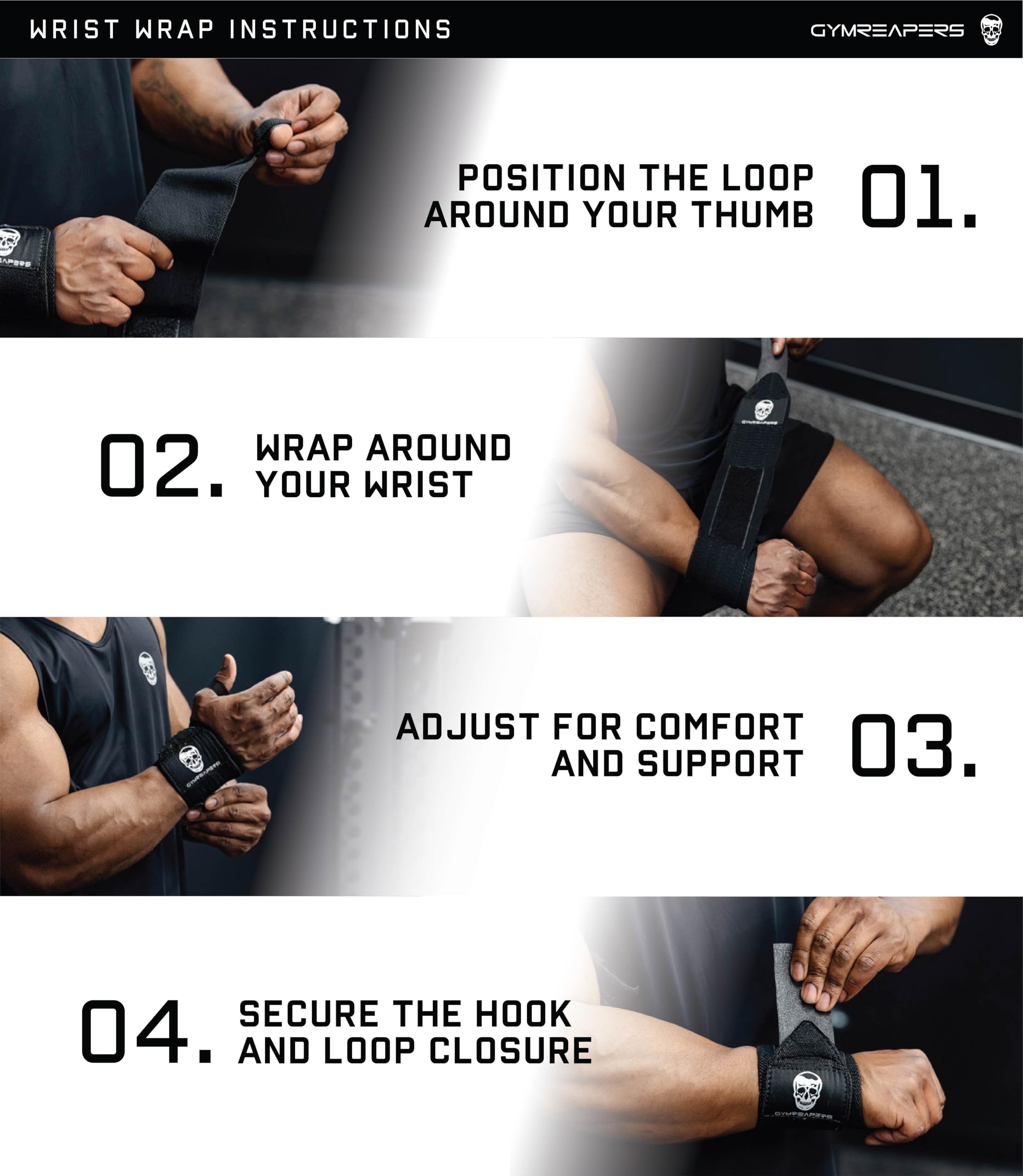 Gymreapers 18-Inch Weightlifting Wrist Wraps for Support