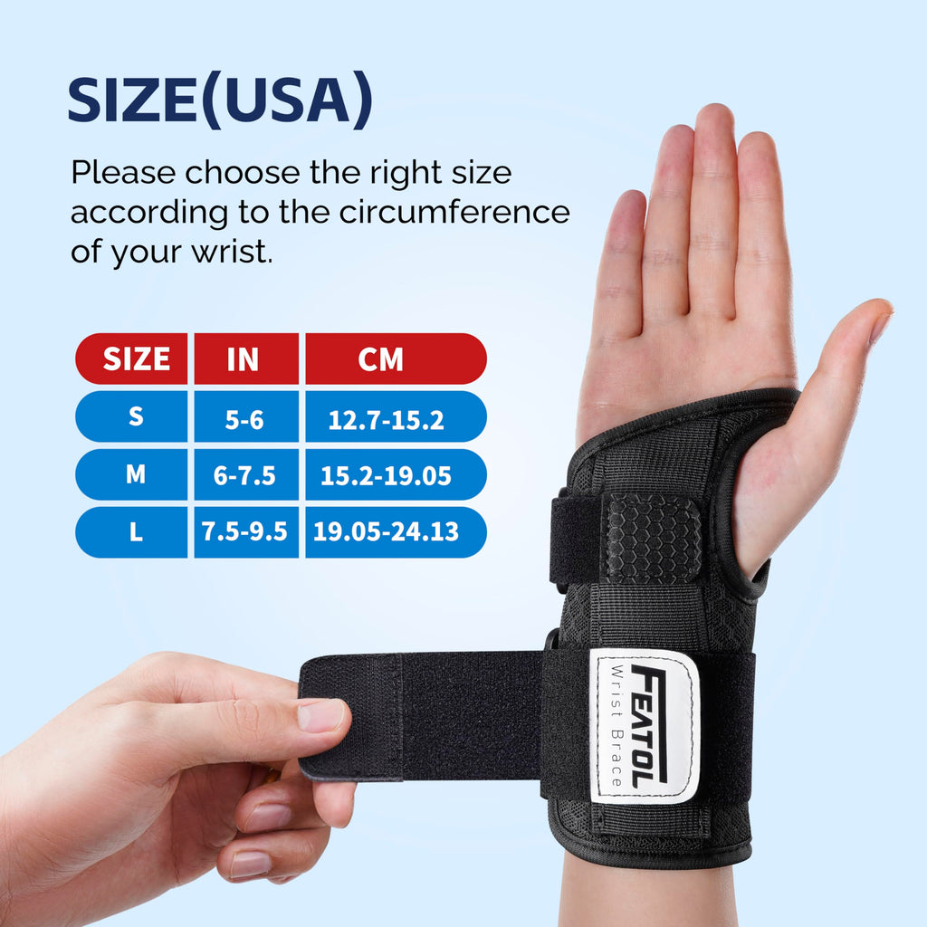FEATOL 2-Pack Carpal Tunnel Wrist Braces with Splints