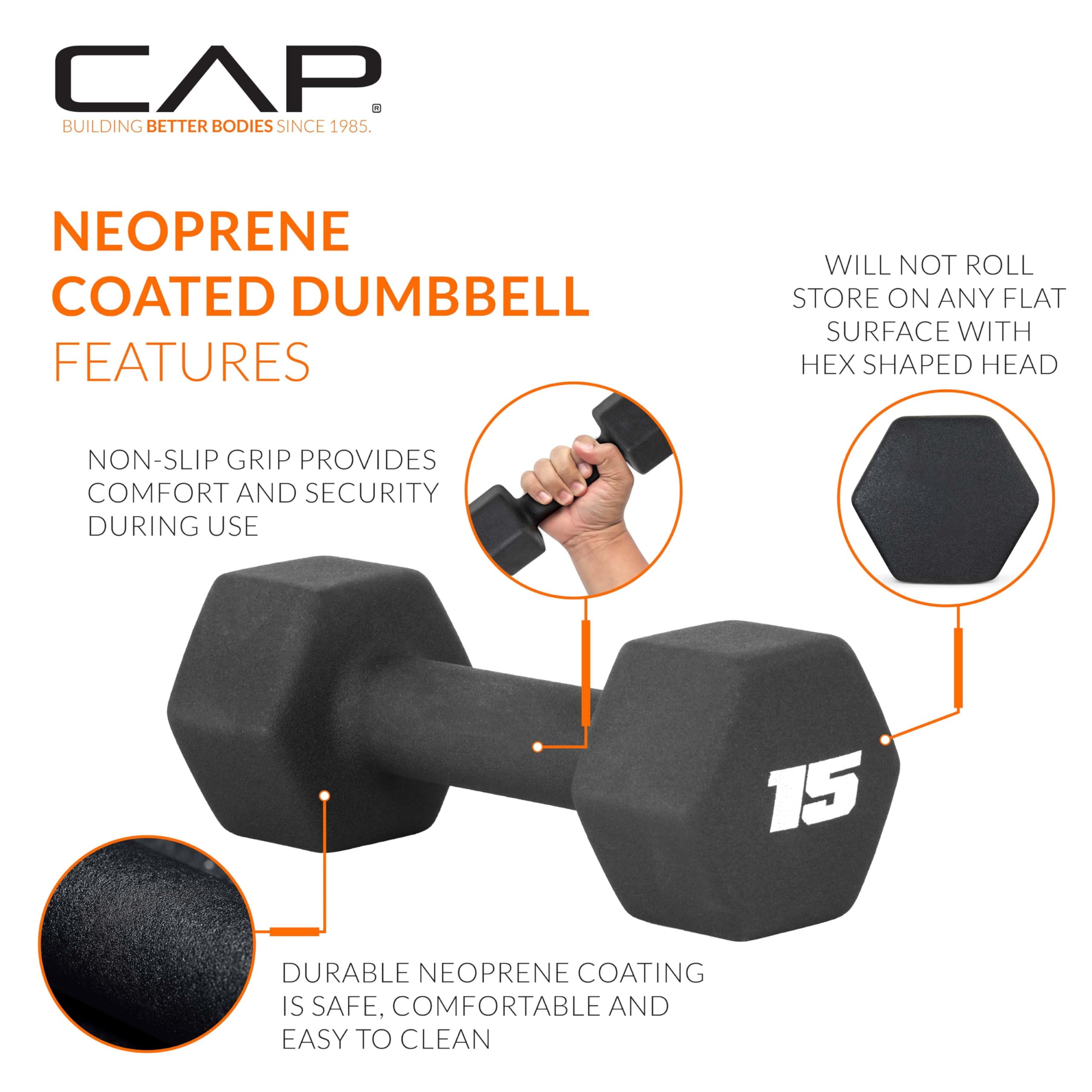 CAP Barbell 15 lb Neoprene Dumbbell Pair for Workouts
