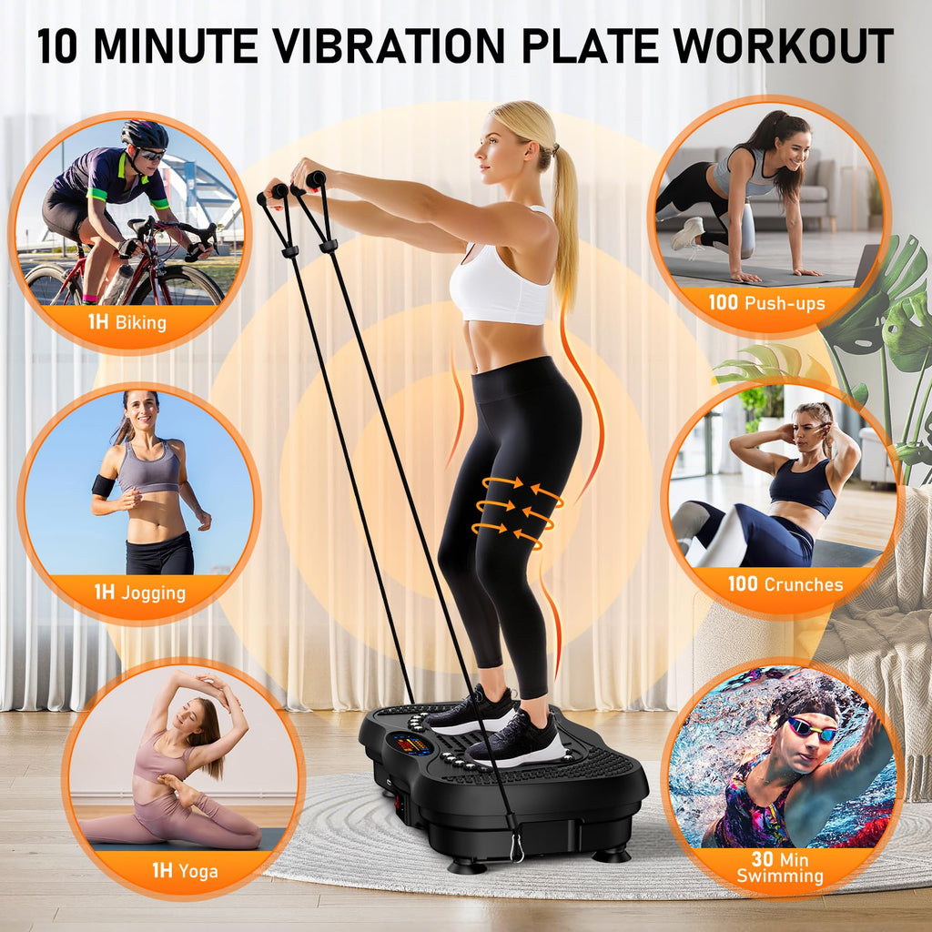 GLYLF 130-Level Vibration Plate with Resistance Bands