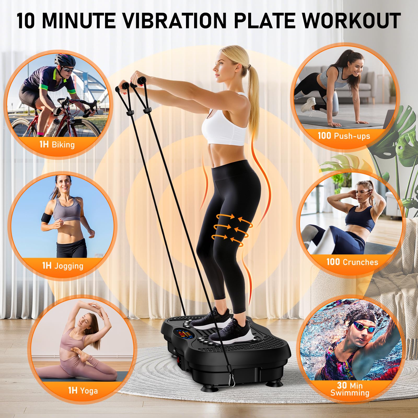 GLYLF 130-Level Vibration Plate with Resistance Bands