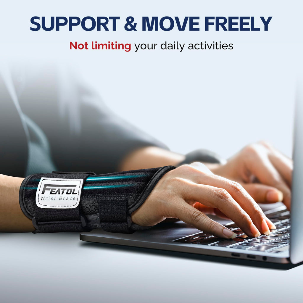 FEATOL 2-Pack Carpal Tunnel Wrist Braces with Splints