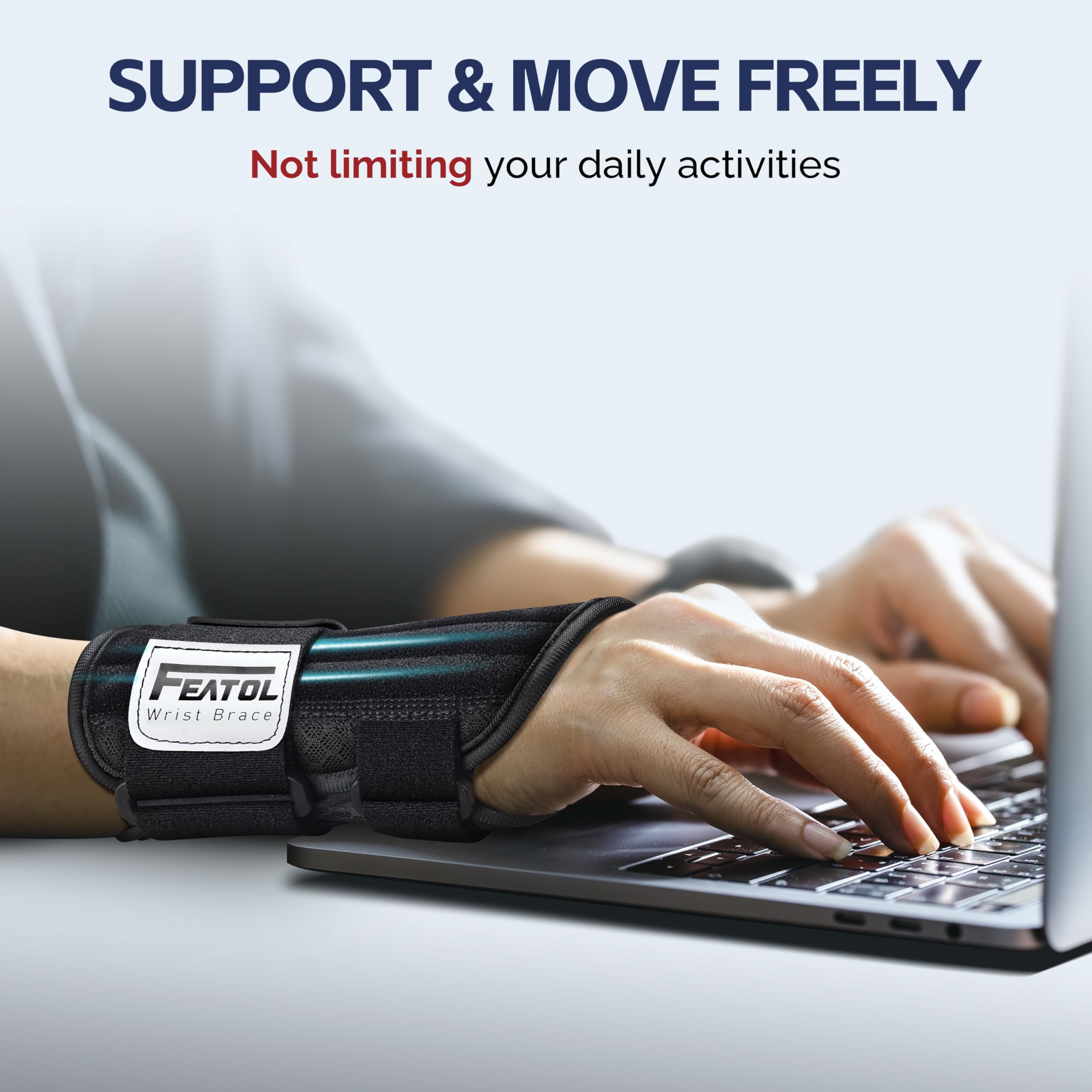 FEATOL 2-Pack Carpal Tunnel Wrist Braces with Splints