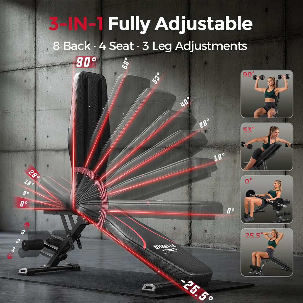 FLYBIRD WB2 Adjustable Foldable Weight Bench for Home Gym