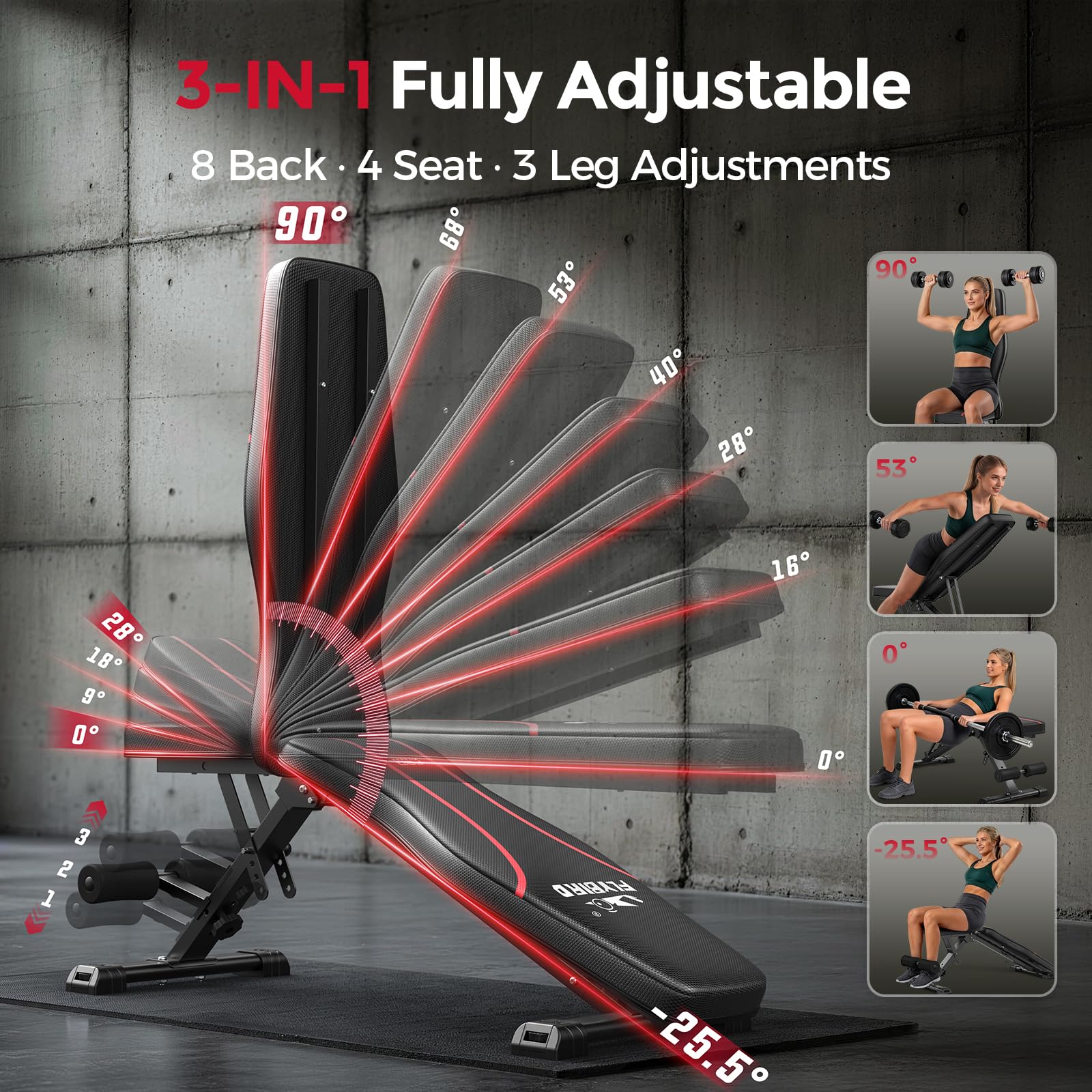 FLYBIRD WB2 Adjustable Foldable Weight Bench for Home Gym