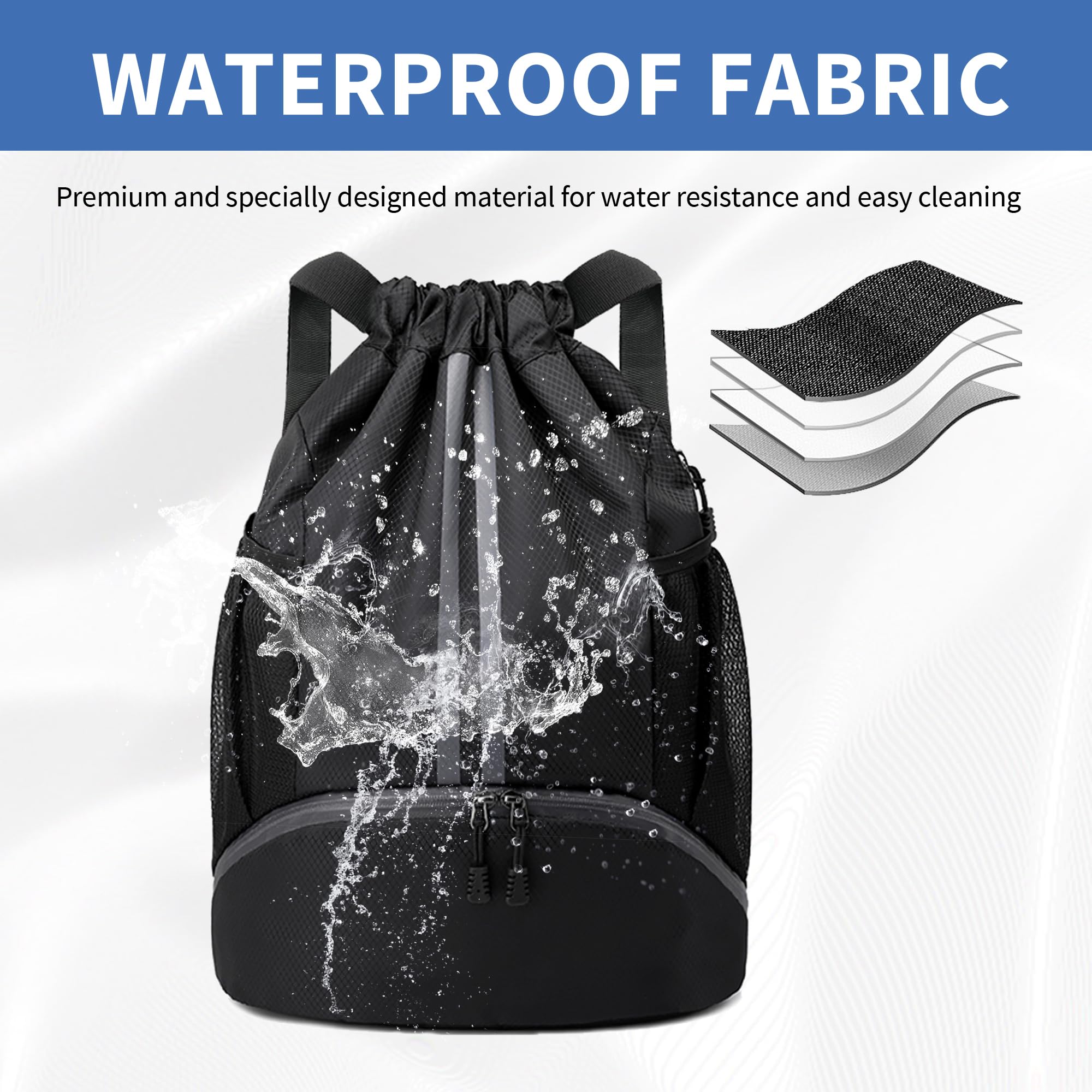 JELUTAR Drawstring Gym Backpack with Shoe Compartment