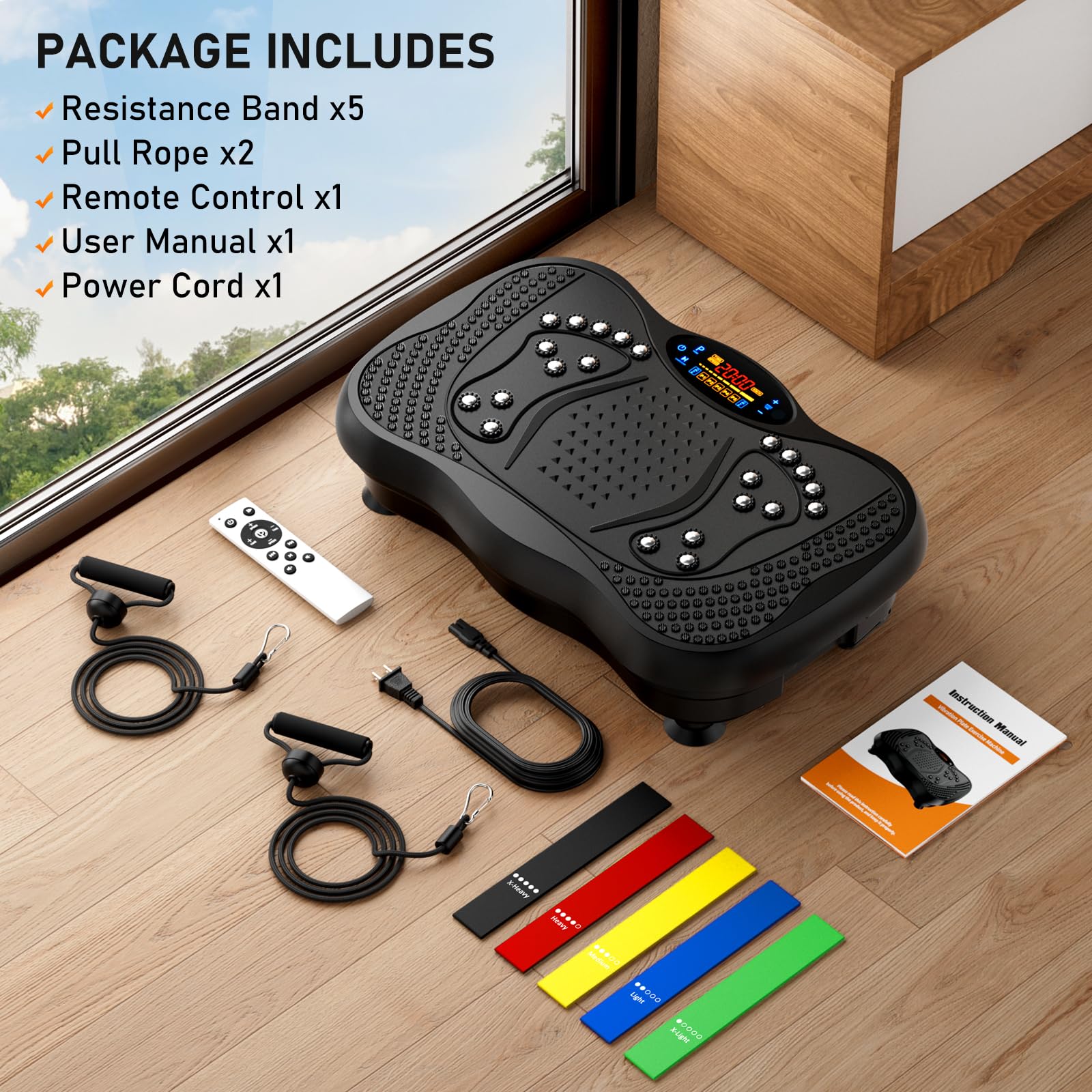 GLYLF 130-Level Vibration Plate with Resistance Bands
